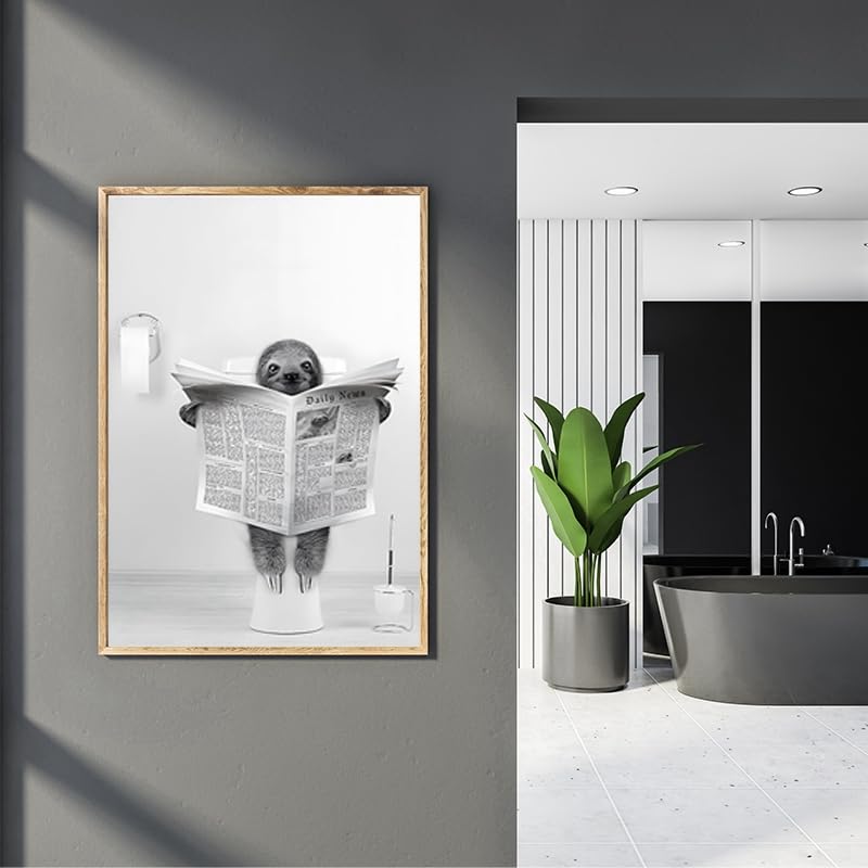 QPLGTU Bathroom Animal Pictures, Cow Poster Decoration Canvas, Frameless (Style 6, 20x30cm*1), 20L x 30W cm - Image 3