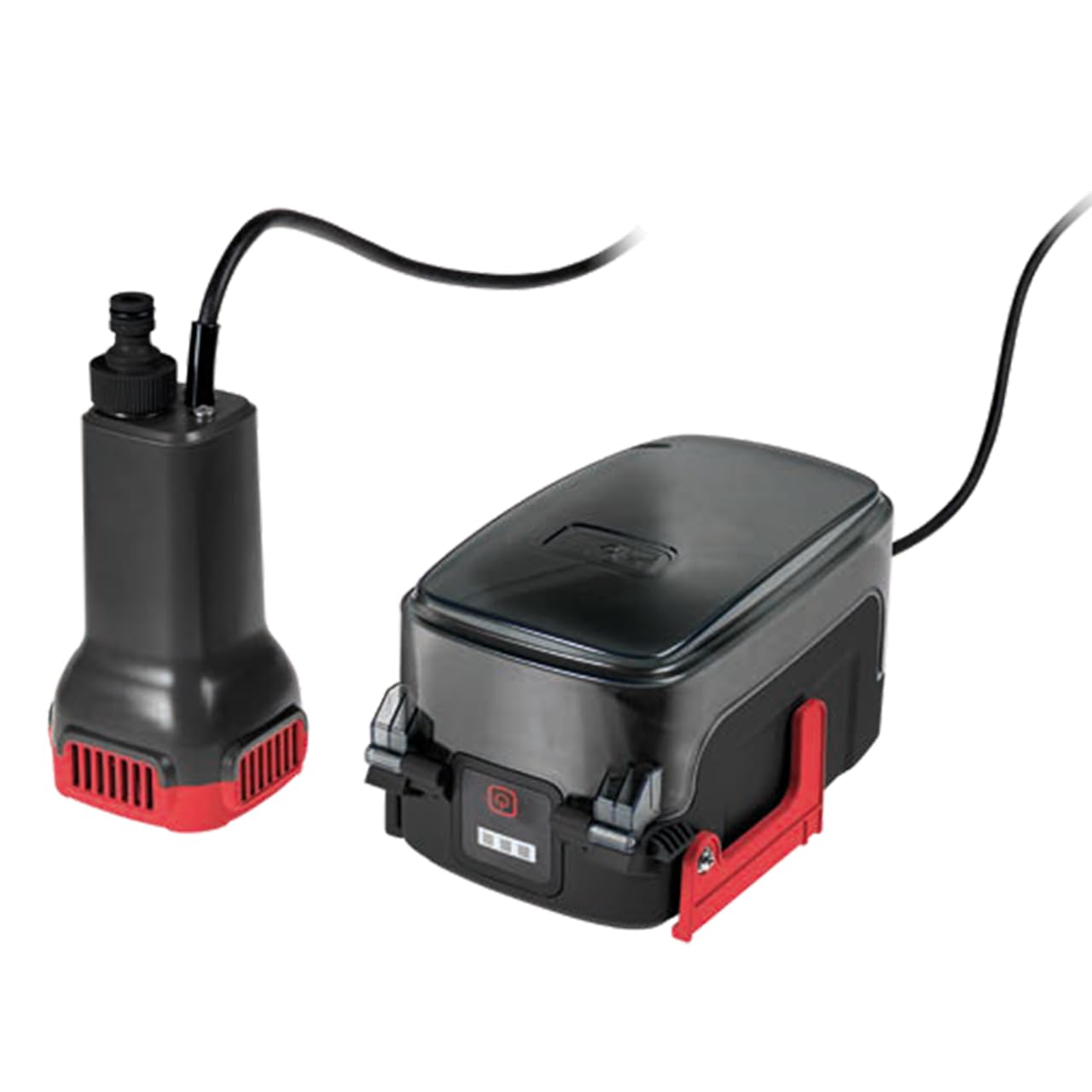 WALTER Li-Ion-Akku Regenfasspumpe 18 V, ideal zum Ab-/Umpumpen von Regenwasser & für Gartenbewässerung, 2 m langes Kabel, max. Durchflussmenge 1800 l/h, max. Höhe ca. 17,5 m, inkl. Ladegerät und Akku