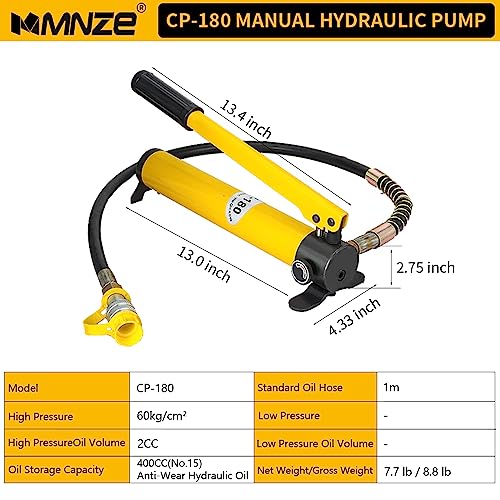 Image of 5T 6mm /0.24 inch Stroke Hydraulic Cylinder Jack Sets Mini Hydraulic Ram Jack Porta Power Kits Retract Automatically Split Hydraulic Single Acting Lifting Cylinders with CP-180 Hydraulic Hand Pump