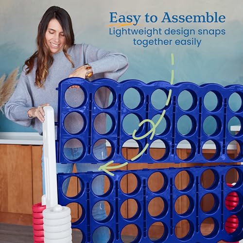 Image of ECR4Kids Jumbo 4-to-Score Giant Game with 42 Rings and Reset Sliders, Kids Games, Red /White /Blue