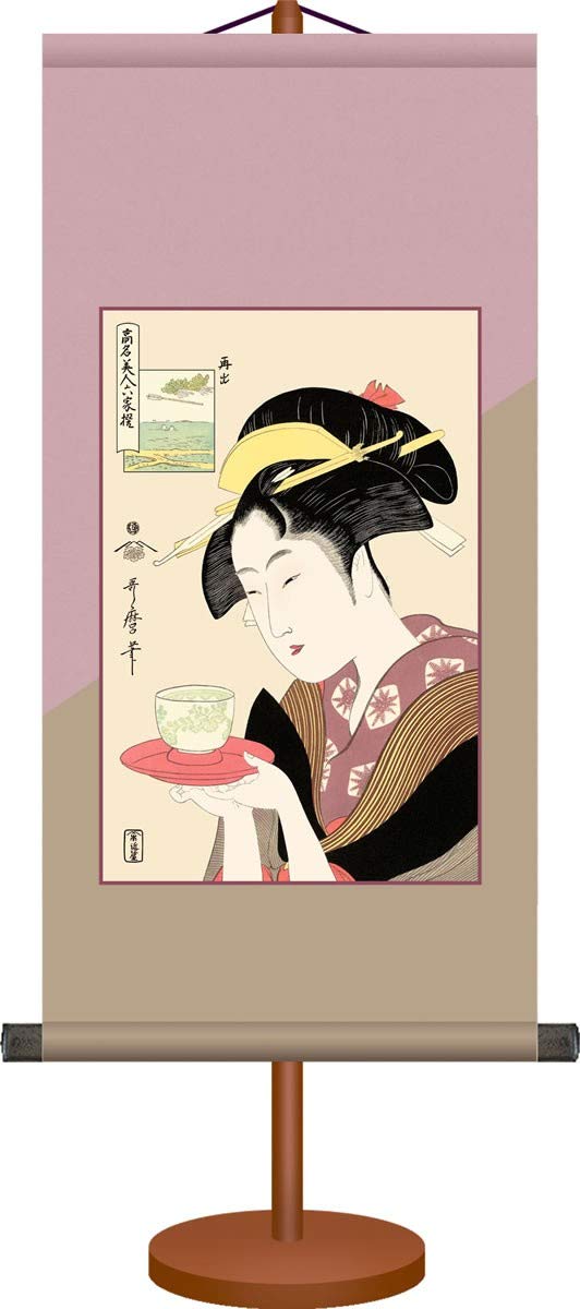 Amazon.co.jp: ミニ掛け軸-難波屋おきた/喜多川歌麿[専用飾りスタンド
