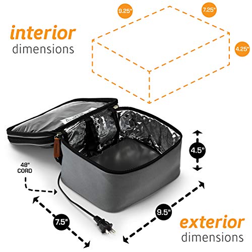 HotLogic 16801172-GY Food Warming Tote Lunch Bag Plus 120V with Glass Dish, Gray - Thumbnail 2