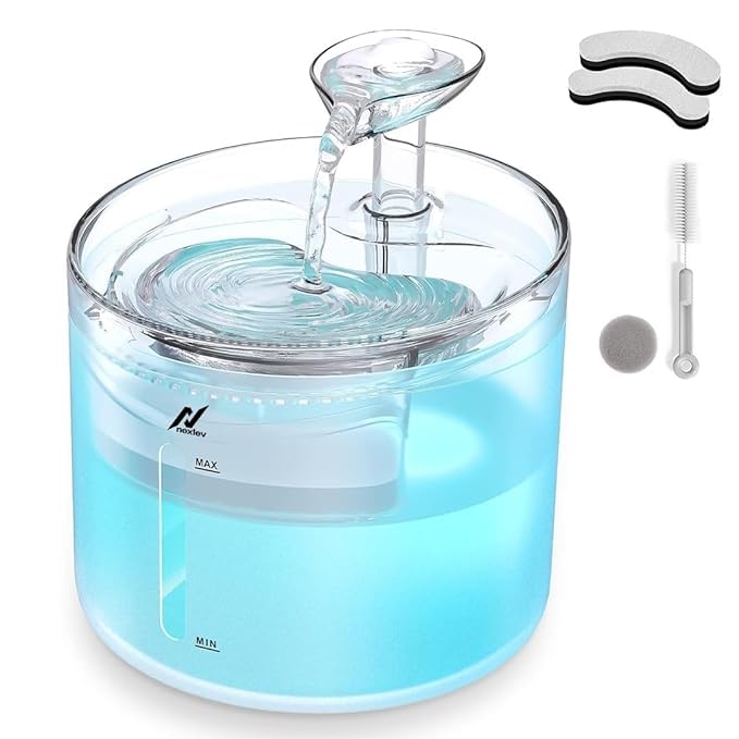 Nexlev Cat Foutain | 54oz/1.6L Automatic Cat Water Fountain with Leaf Shape kit with LED Light | Bottom Suction Ultra Quiet Pump for Cats & Small Dogs without Adapter (WF100WH-Light) (B0CQ2R3LPH) Amazon Price History, Amazon Price Tracker