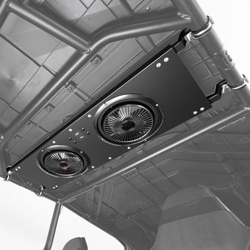KEMIMOTO UTV Fan, Dual 8' Large Cab Cooling Fan for Summer Outdoor, Dome Light Integrated Solid Aluminum Mount 12V Roof SxS Air Conditioner, Compatible with Polaris RZR 2024+, Ranger, Can-Am Defender