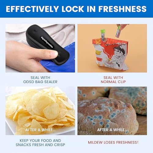 Image of 2 In 1 Mini Bag Sealer with Cutter, Rechargeable Heat Sealer, Portable Snack Bag Sealer for Plastic Bag Food Storage (Black)