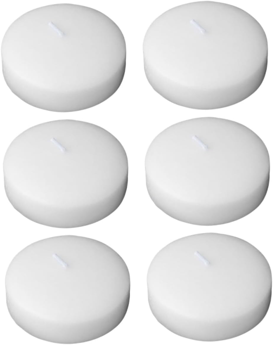 SHINEOFI 6 Pcs Unscented Small Floating Tealight Candles 4.5x2.5cm Round Wax Pool Party Wedding Romantic Dinner Décor
