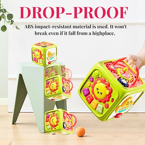 Image of 5 In 1 Activity Toys For 1 Year Old Boy - Animal Voices, Instrument Sounds, Drum Box With Lights, Musical Toys For Kids 1 Years & Toddlers Toys | 3 Aa Batteries Incl, Yellow