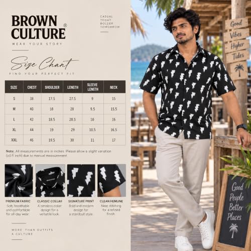 Image of BROWN CULTURE Printed Shirts for Men | Half Sleeve Shirt for Men | Cotton Half Sleeve | Cotton Blend Shirts for Men's | Casual Printed Shirt | Stylish Everyday Wear