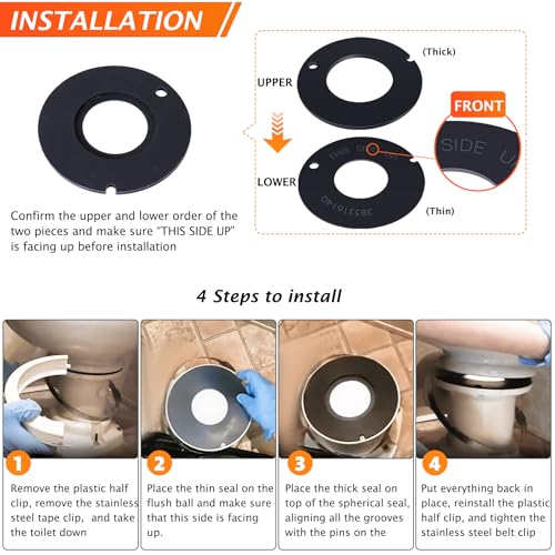 Image of 2 PCS 385311462 & 385316140 RV Toilet Rubber Flush Ball Bowl Leak Seal Kit Replacement for 510 /506+,510+ /1006,1008 /EcoVac 146-149 Compatible with Dometic Sealand Mansfield VacuFlush RV Camper Toilet
