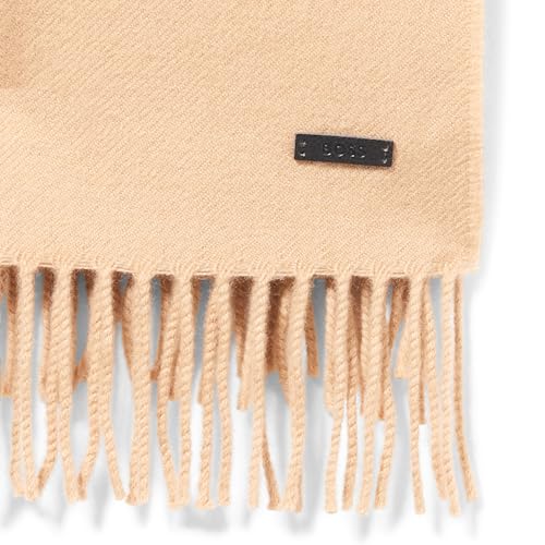 BOSS womens Wool Fabric Basic Scarf With Logo Plaque3