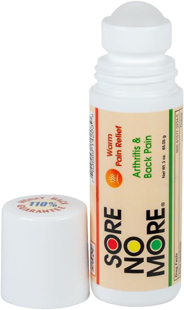 Sore No MoreWarm Relieving Gel for Aches & Pains associated with Arthritis & Simple Backaches, Absorbs Quickly with a Refreshing Orange Aroma, 3 oz Roll-On