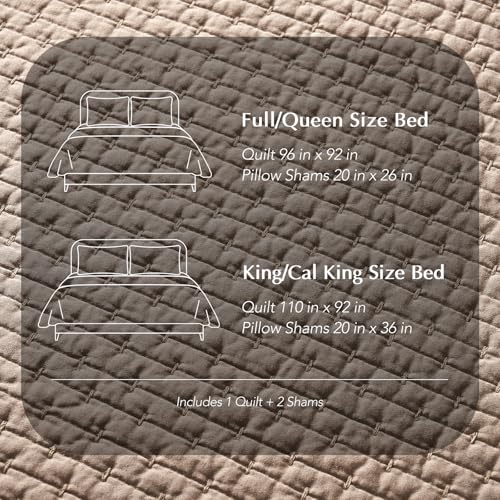 EverGrace Cotton Sateen Pick-Stitch Quilt Set, Queen Size, Stone Taupe by EverGrace - Used condition - Image 7