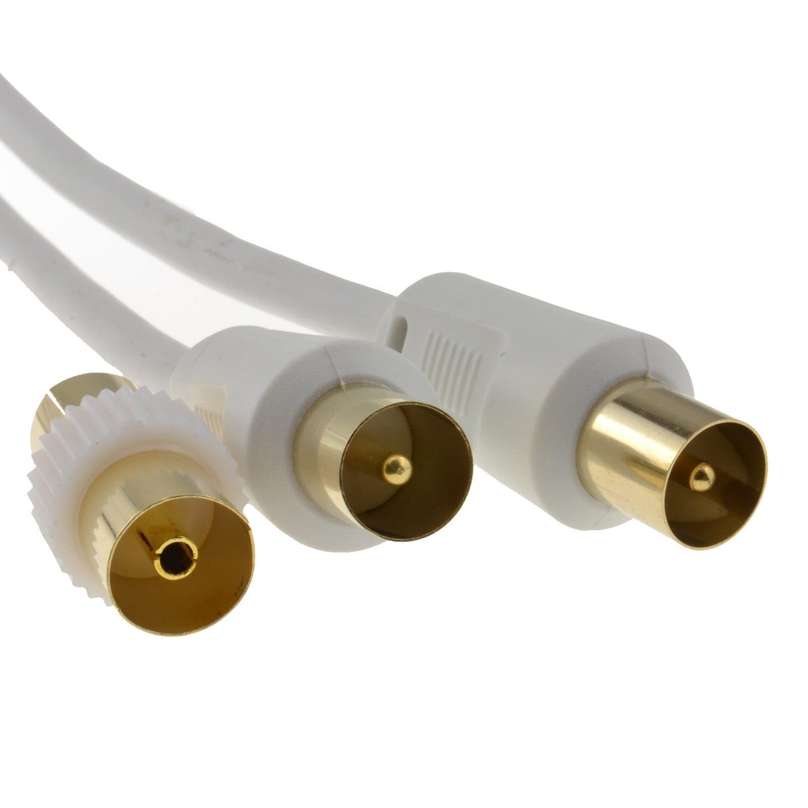 Kenable Men's White Rf Tv Freeview Aerial Cable To With Fe Coupler Coaxial Lead Gold Contacts 10M