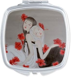 Beauty Red Flower Chinese Style Watercolor Sq...