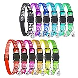 KTL Katzenhalsband, mit Glocke und Schnalle, Schnellverschluss Katzenhalsband, reflektierend, Verstellbar 20-30 cm, geeignet für die meisten Hauskatzen (12PCS)