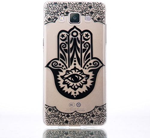 GreenDimension Crystal Clear Cushion Samsung Galaxy A5 (2015) Case Slim Flexible Rubber Hybrid Premium Hard PC Plastic Shock Absorbing Scratch Resistant Cover + Bling Touchscreen Pen - Buddhism Hand