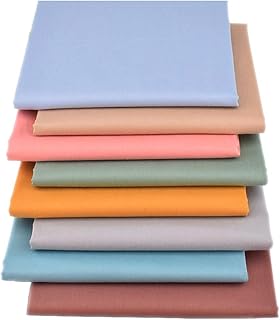 Fabric, 8 pcs/lot Fat Quarter Fabric Bundles Top Cotton 20" x 20" (50cm x 50cm) Quilting Cotton Craft Fabric, Pre-Cut Squares Sheets for Patchwork Sewing Quilting Crafting, Bright Solid Color
