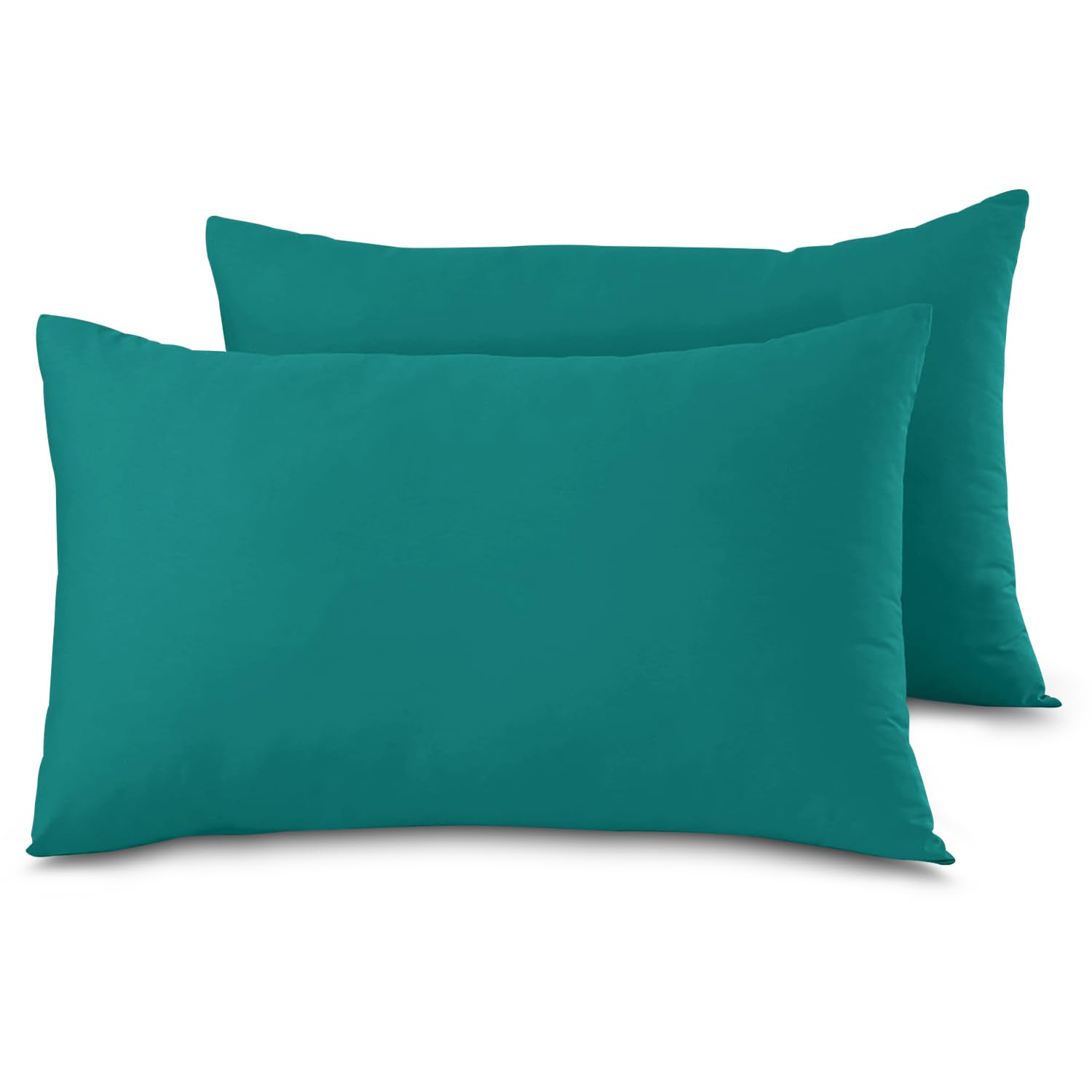 Percale Hotel Quality Bedding Plain Pillow Cover Plain Bedding Polycotton Fabric Deep Teal Envelope Pillow Cases 2 Pack