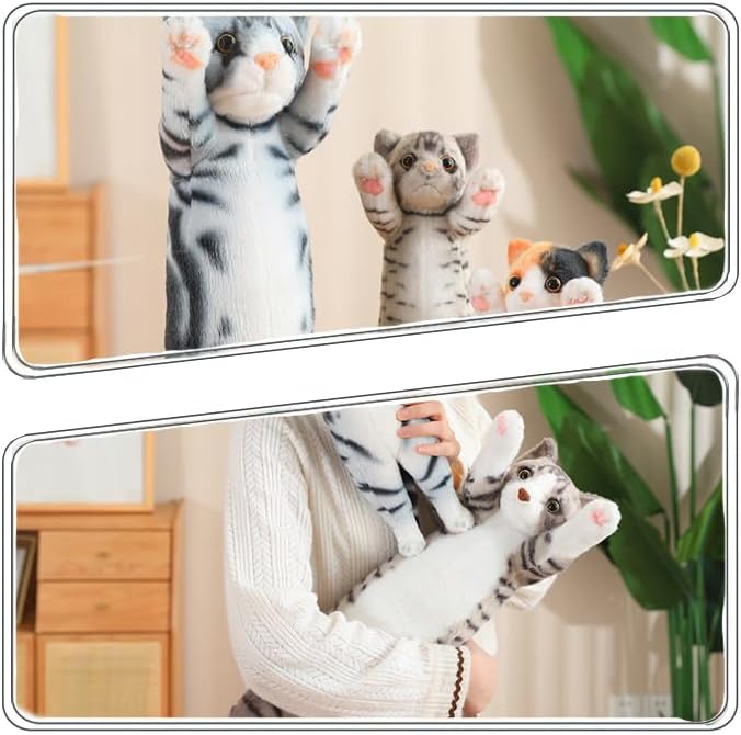 ELAINREN Realistic Gray Tabby Cat Plush Toy Lifelike American Shorthair Kitten Stuffed Animals Simulation Standing Tiger Kitty Plushie Doll Gifts/15.7'' - Image 6