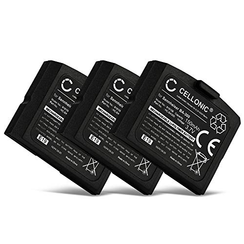 CELLONIC 3X Batterie pour Casque Micro Compatible avec Sennheiser RI 840 (Set 840 TV), RR 4200, RI 830 (Set 830 TV), BA 300 - (150mAh, 3.7V)