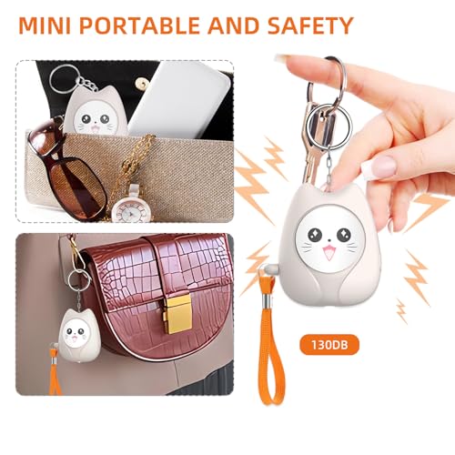 Cat-Shaped Personal Alarm for Women - Personal Alarms for Women, 130DB Loud Safety Alarm Keychain with LED Flashlight, Cute Self-Defense Security Alrm for Wmen, Girls, Kids, Elderly - Image 4