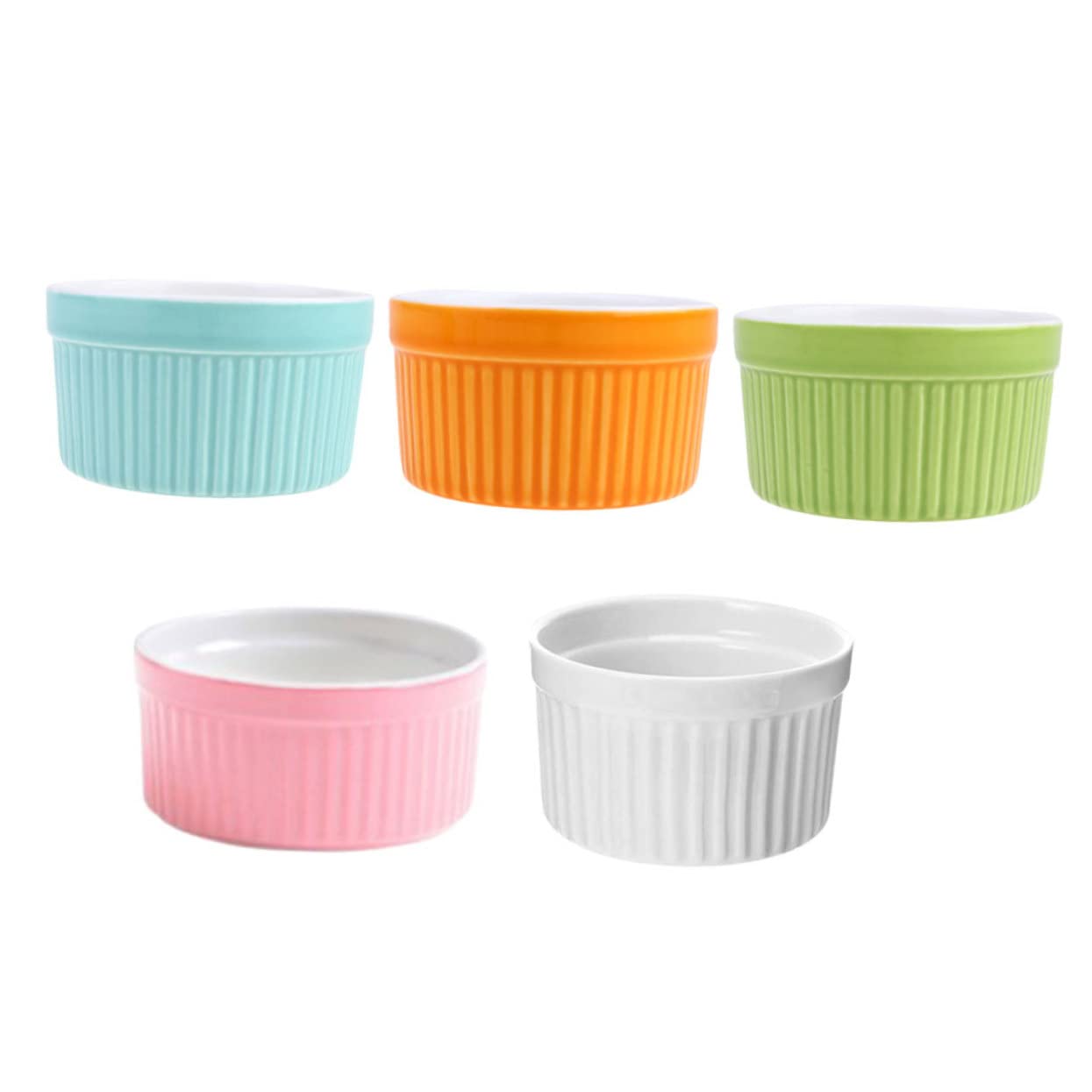 Cabilock 5Pcs Ceramic Ramekin Dishes Baking Bowls for Desserts Steamed Eggs Bakeware for Versatile Kitchen Use