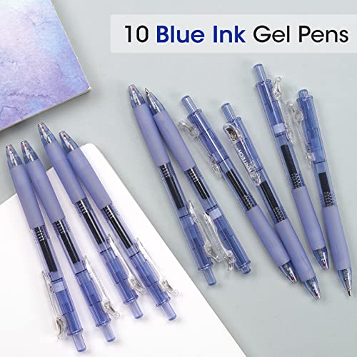 Writech Fine Point Gel Pens: Retractable 0.5Mm Blue-Ink Color Pen For Journaling Smooth Writing Extral Fine Point Tip Quick-Dry Ink No Bleed Set 10Ct #TOP1