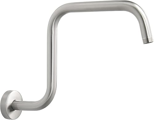 NearMoon Brazo de extensión de ducha en forma de S con brida, tubo extensor de cabezal de ducha de altura alta de acero inoxidable, extensión