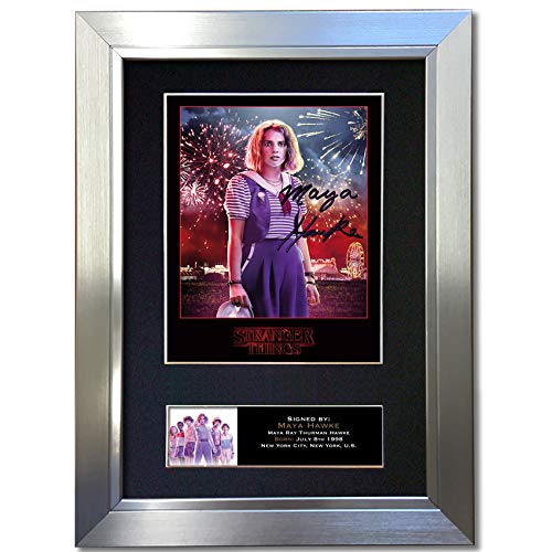 #831 Maya Hawke Brown Stranger Things Signed Autograph Mounted Photo Reproduction PRINT A4 Rare Perfect Birthday (297 x 210mm) (Gold Frame)