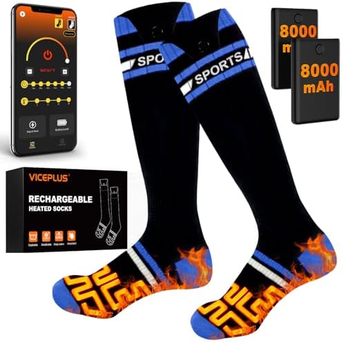 8000mAh*2 Heated Socks for Men Women with App Control,Large-Capacity Rechargeable Battery,360°Heating Warming,Electric Winter Socks,Foot Sole Heating,Foot Warmer for Skiing,Hiking,Hunting,Outdoor