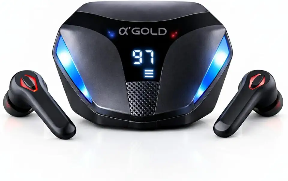 Fone de Ouvido Bluetooth 5.3 Gamer TWS Sem Fio, Baixa Latência, Cancelamento de Ruído, Microfone HD, Estojo Carregador Portátil, Graves Fortes Android iPhone, Ideal para Jogos, Música e Academia
