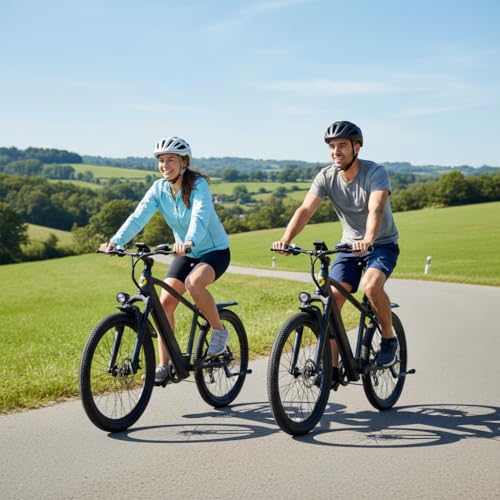 Eleglide E-Bike 26\ mit 7-Gang Schaltung 250W Motor 10Ah Akku Höchstgeschwindigkeit 25km/h Hochkohlenstoffstahlrahmen LCD Display City Elektrofahrrad
