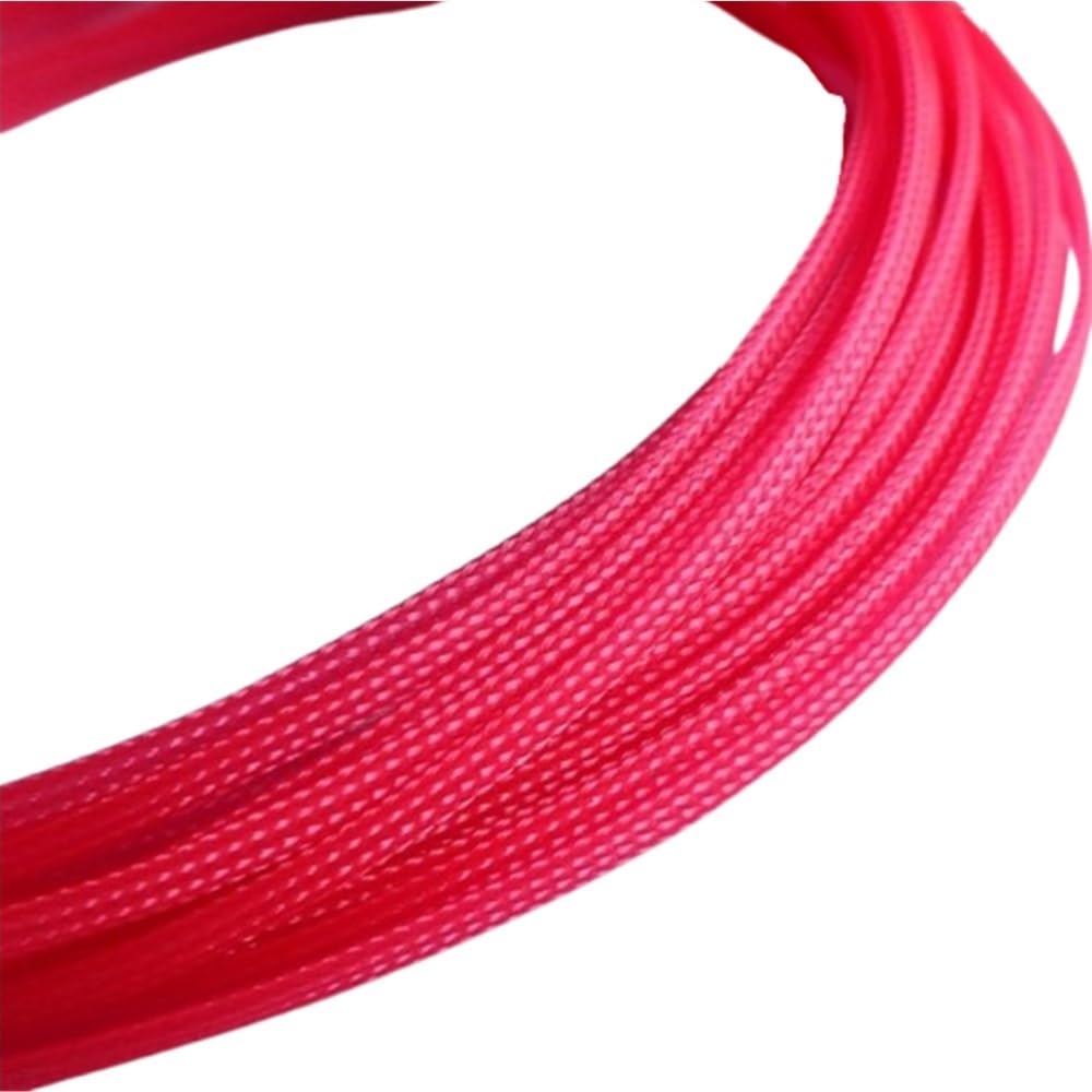 LOMNCHSG Wire Insulation Braid Fire Sleeve, PET Flat Expandable Braided Sleeving, Multicolor, Multiple Sizes(Fluorescent Pink,6MMx10M)