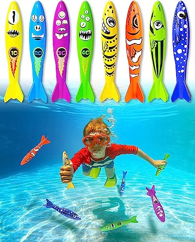 YCbingo - Pool Toys for Kids Ages 4-8, Swimming Pool Toys, Summer Underwater Pool Toys for Kids Ages 8-12, Training Diving Swim Toys, Diving Pool Toys Gift Set for Kids, Fun Pool Toys for Teens 8 Pcs