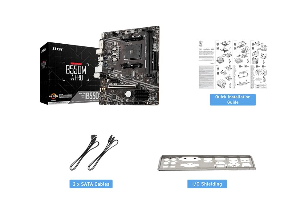MSI B550M-A PRO Motherboard, Micro-ATX - Supports AMD Ryzen 5000/3000 Series Processors, AM4 Socket, DDR4 Memory Boost 4600 OC, PCIe 4.0 x16, 1 x M.2 Slot, USB 3.2 Gen1, HDMI, Components — Amazon image 7