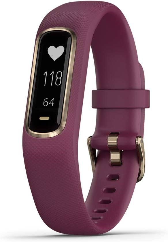 Garmin vivosmart 4, Activity and Fitness Tracker w/ Pulse Ox and Heart Rate Monitor, Gold with Berry Band