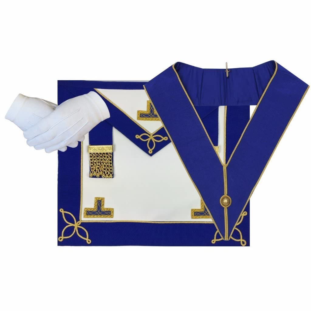 BRICKS MASONS Masonic Craft Provincial Undress Apron and Collar with Gloves Synthetic M