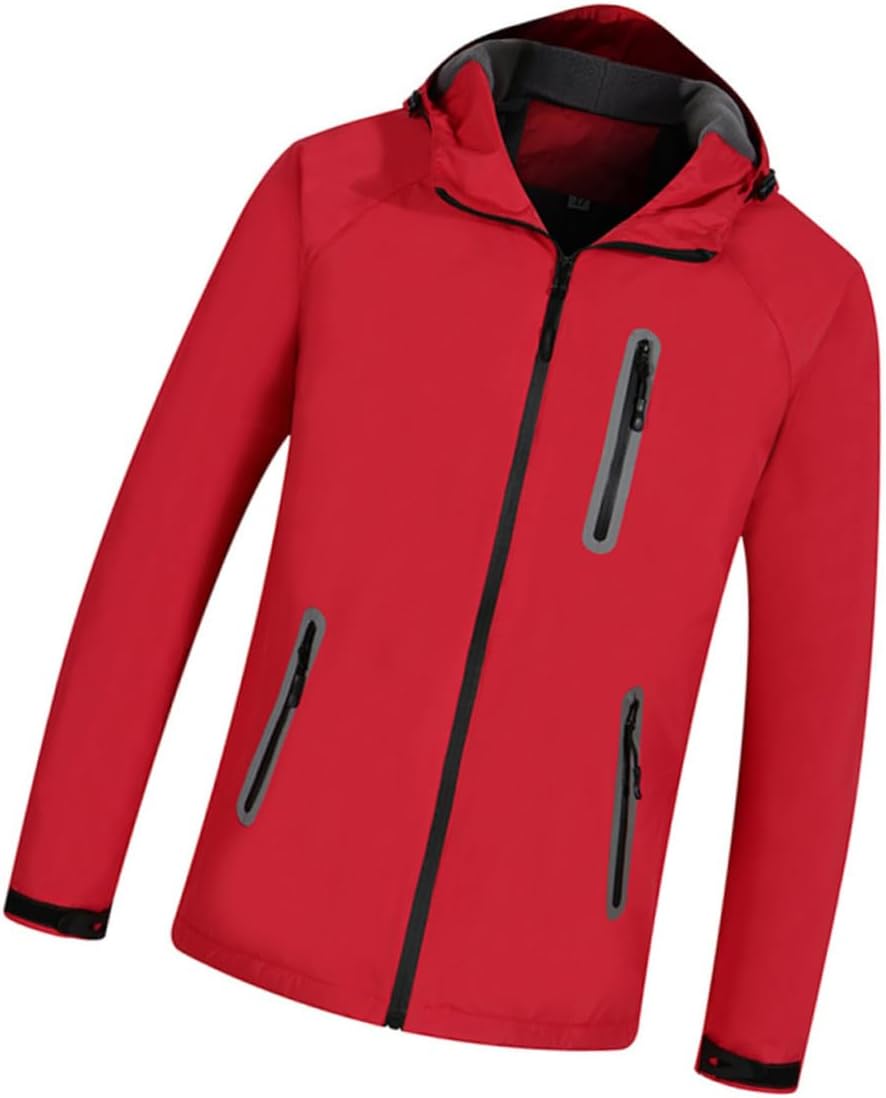 Fleece Lined Hooded Windproof Jacket for Men Women Waterproof Outdoor Mountaineering Suit for Winter Hiking and Fishing Thick Warm Active Rainwear