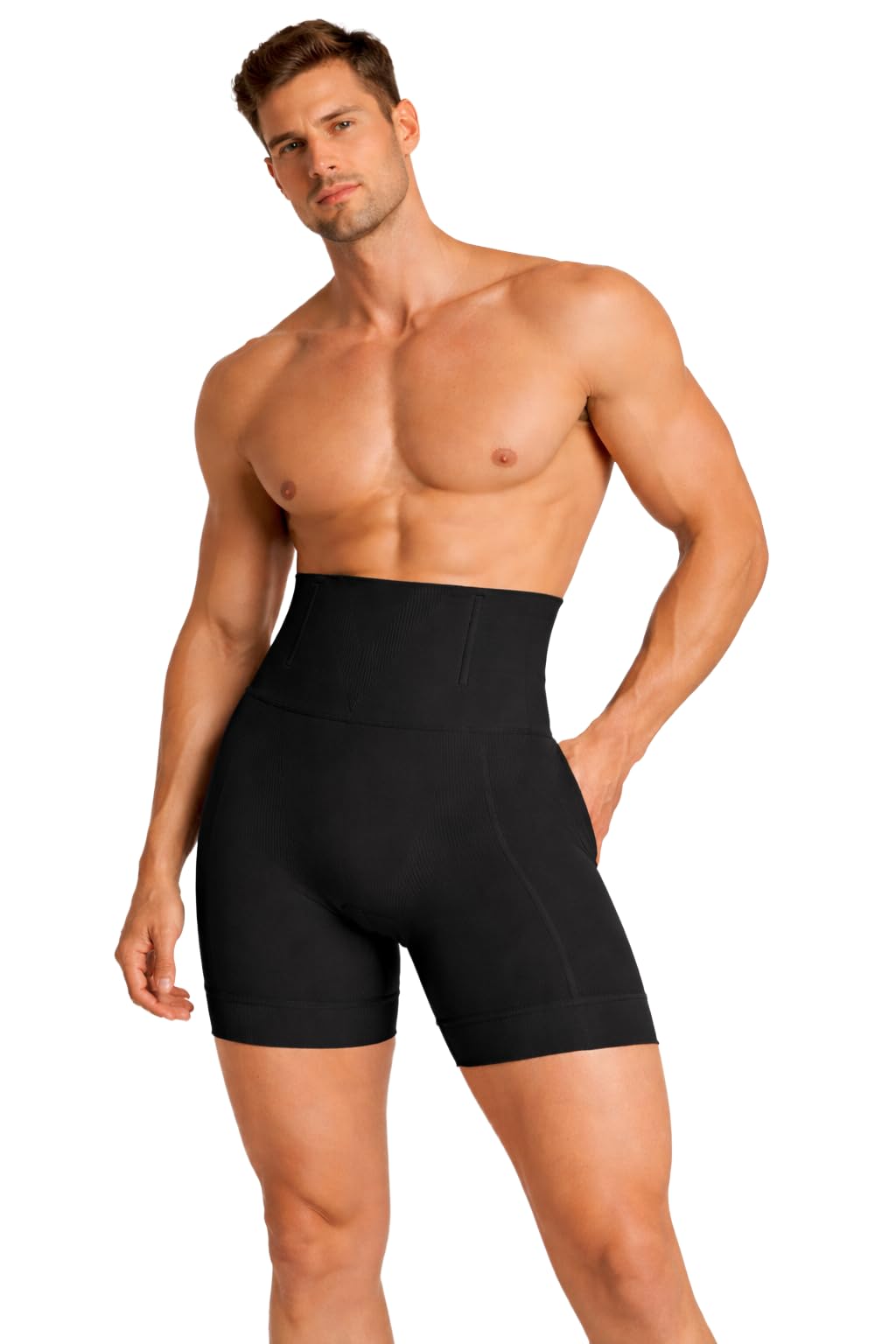 avir Men’s High Waist Shapewear Shorts Tummy Control Body Shaper Slimming Compression Shorts for Men Waist Trainer Belly Fat Control Innerwear Seamless Stretch Fit Gym-picture-43