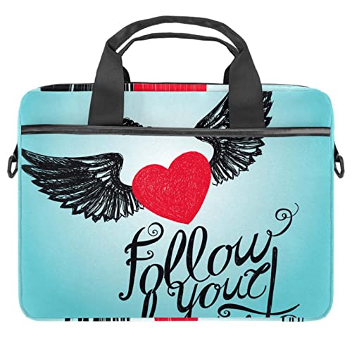 Sacoche ordinateur portable 14.5 pouces Follow Your Heart motif bleu inspirant