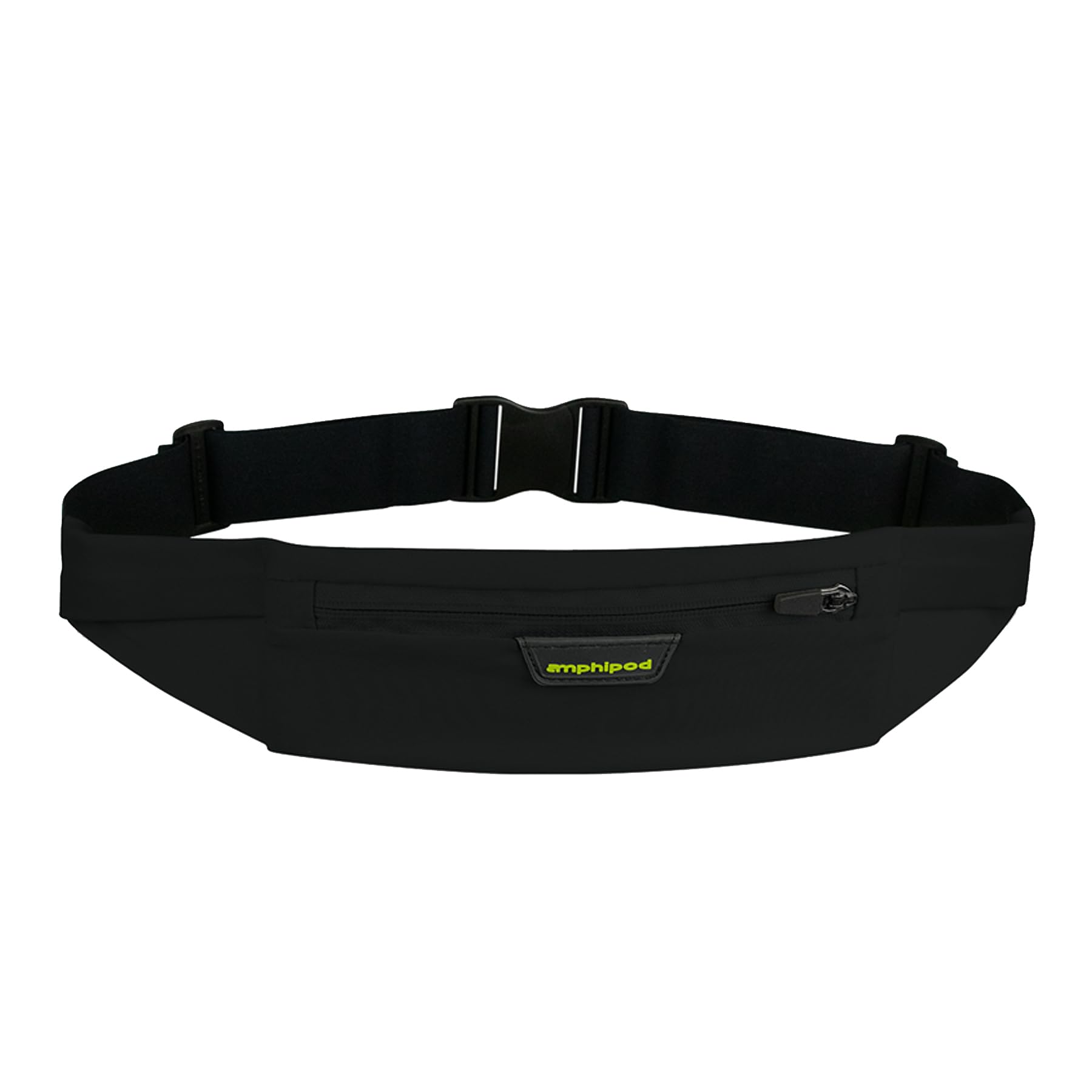Amphipod MicroStretch Opti-Luxe Belt, Ultra-Light Minimalist Runners Waist Pack for Walking, Hiking & Running, Men & Women - Amp Green - OS - Black - XL