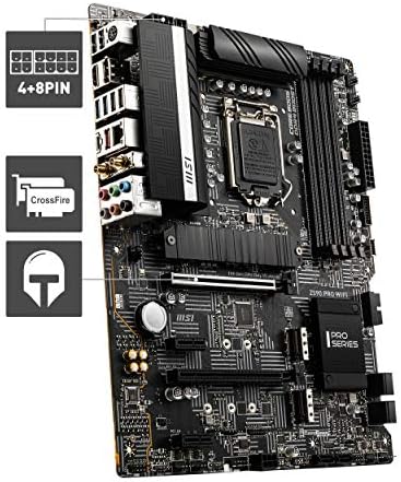 MSI Z590 PRO WIFI Motherboard ATX - Supports Intel Core 11th Gen Processors, LGA 1200 - 12 Duet Rail 55A VRM, DDR4 Boost (5333MHz OC), PCIe 4.0 x16, 3 x M.2 Gen4/3 x4, 4K/60Hz HDMI, 2.5G LAN, Wi-Fi 6E