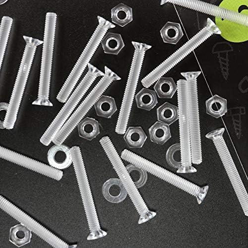 50 x Crosshead Countersunk Screws Nuts and bolts, Transparent Clear Plastic Acrylic, M3 x 25mm - Acrylic Plastic Screws, 1/8 x 1