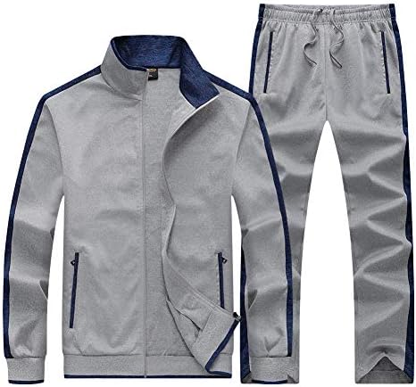 Men's Tracksuits Set Long Sleeve Sweatsuit 2 Piece Sport Jogging Suits for Men Active Jackets and Pants Outfits Light Grey-2XL
