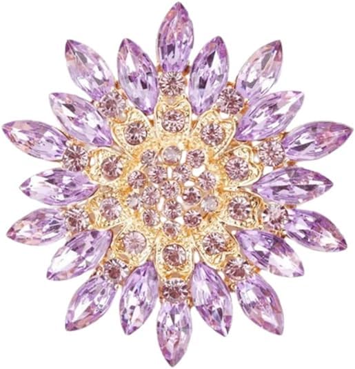 Image of Rhinestone Crystal Sunflower Brooch Pin Elegant Wreath Brooch Clothing Hat Bag Skirt Accessories for Women