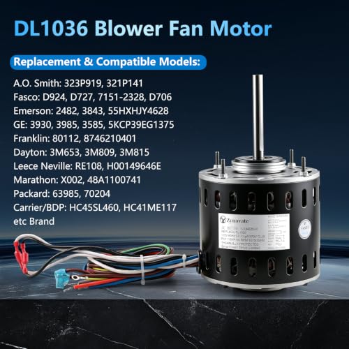DL1036 Blower Fan Motor 1/3 HP 1075 RPM 3 Speed 115V 5.0A 48 Frame Motor by Zynovate - Used condition - Image 2