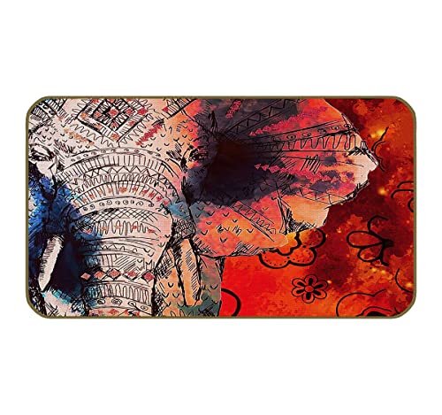 Uinhmop 17''X30'' Indian Mandala Ethnic Elephant Decorative Doormat,Bohemian Animal Printed Elephant Floor Mats,Farmhouse Decor For Home Front Door Porch Outdoor Indoor,Housewarming Gifts #TOP23