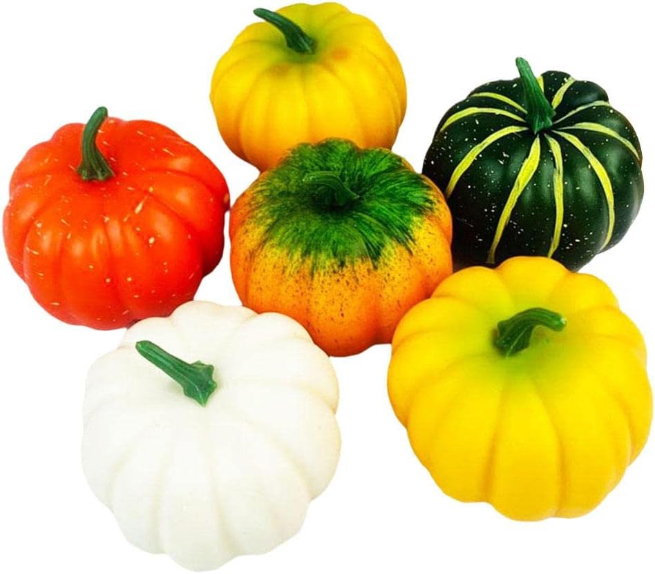 6X Artificial Pumpkins Styrofoam Foam Crafts Outside Warm Fall Harvest Seasonal Thanksgiving Halloween Fences Decors for Seasonal Centerpiece