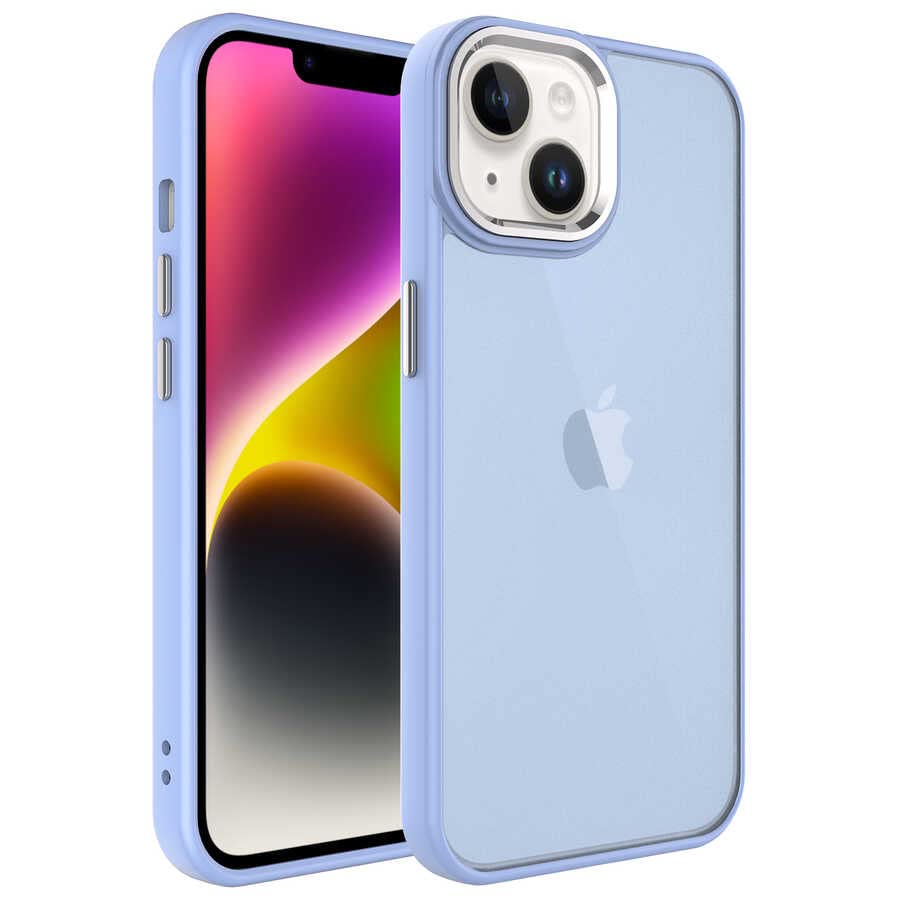 Zore Apple için uyumlu iPhone 14 Kılıf Buzlu Sert PC Zore May Kapak Lila