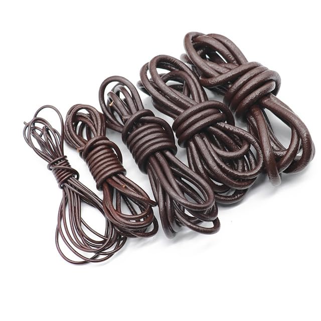 1/2meters Round Genuine Leather Cords Vintage 2/3/4/5/6/8mm Cow Leather Cord Fit Bracelet Necklace DIY Jewelry Making Findings